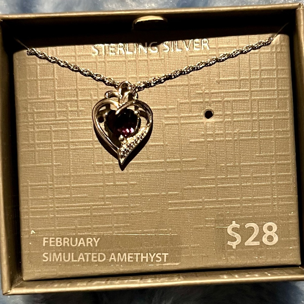 Amethyst Sterling silver heart necklace